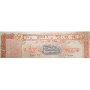 1894. HESTONVILLE, MANTUA AND FAIRMOUNT RAILROAD COMPANY. $100.
