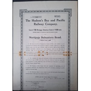1911. HUDSON'S NAY AND PACIFIC RAILWAY COMPANY. $500. LOW ISSUE OF 700 PIECES.