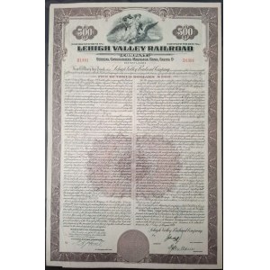 1949. LEHIGH VALLEY RAILROAD COMPANY. 500 USD. 2 AKCJE.