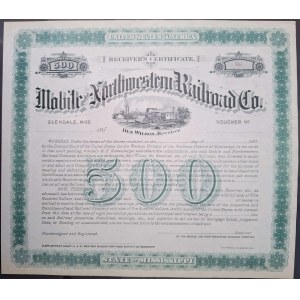 1887. MOBILE AND NORTHWESTERN RAILROAD COMPANY. $500.