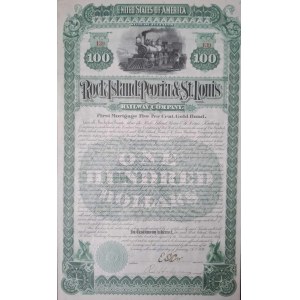 1891. ROCK ISLAND, PEORIA AND SAINT LOUIS RAILWAY COMPANY. UNBEZAHLT.