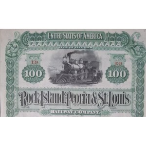 1891. ROCK ISLAND, PEORIA AND SAINT LOUIS RAILWAY COMPANY. UNBEZAHLT.