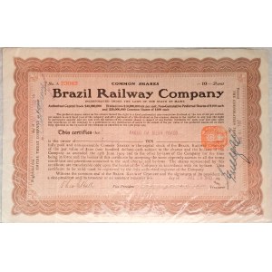 1910-1913. BRAZIL RAILWAY COMPANY. 1000 USD E 500 FRANCHI. 2 AZIONI.