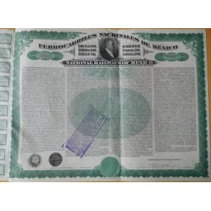 1907. NATIONAL RAILWAYS OF MEXICO. 100 USD IN GOLD. 100 COUPONS. 8 PAGES. UNPAID.