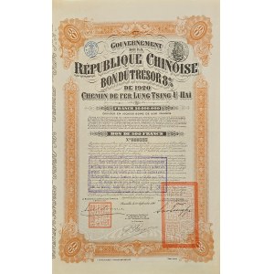 1920. [CHIN RAILROADS] LUNG-TSING-U-HAI RAILROADS.