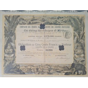 1884. [COMPAGNIE DES CHEMINS DE FER INDOCHINOIS SAIGON-MYTHO] COMPAGNIE DES CHEMINS DE FER SAIGON-MYTHO.