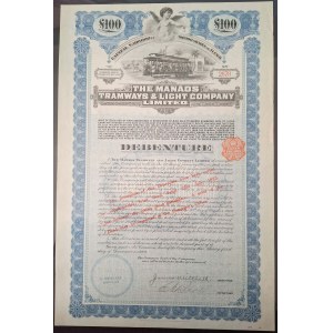 1909. [TRAMS AND ELECTRICITY IN MANAUS, BRAZIL] MANAOS TRAMWAYS AND LIGHT COMPANY LIMITED. 100 POUNDS.