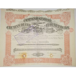 1920. [RAILROADS AND TRAMS IN CHINA] COMPAGNIE GENERALE DE CHEMINS DE FER ET DE TRAMWAYS EN CHINE.