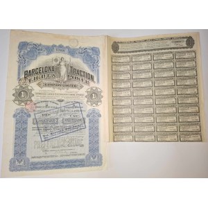 1914. BARCELONA TRACTION LIGHT AND POWER COMPANY LIMITED. 100 USD IN GOLD.