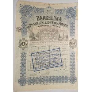 1925. BARCELONA TRACTION LIGHT AND POWER COMPANY LIMITED. 100 USD IN GOLD.