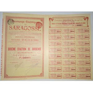 1906. SARAGOSSA ELECTRIC TRAMS. 4 SHARES. ART NOUVEAU.
