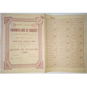 1899. BUCHAREST UNIFIED TRAMS. 1 DIVIDEND SHARE.
