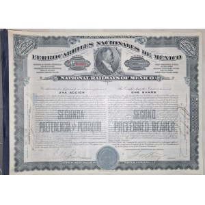 1910. INVESTMENT SET - 10 x NATIONAL RAILWAYS OF MEXICO. UNPAID.