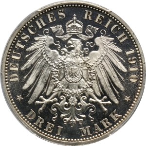 Germany, Hessen, Ernst Ludwig, 3 Mark 1910 A, Berlin, Proof