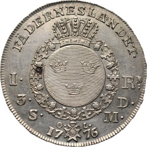 Sweden, Gustav III, Riksdaler 1776 OL, Stockholm