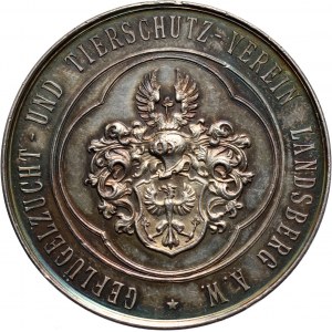 XIX wiek, medal w srebrze, Gorzów Wielkopolski, Stowarzyszenie Hodowli Drobiu i Dobrostanu Zwierząt, medal za zasługi i osiągnięcia
