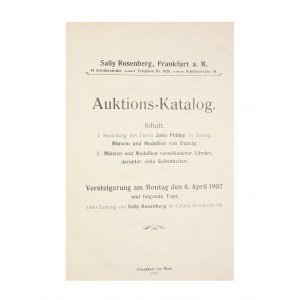 Sally Rosenberg, katalog aukcyjny, Sammlung des Herrn John Philipp in Danzig, Frankfurt am Main, 8 kwietnia 1907