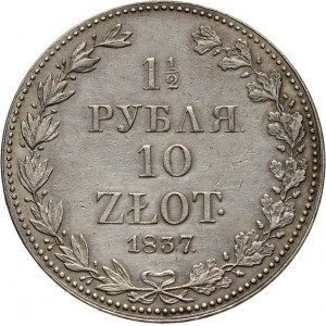 Zabór rosyjski, Mikołaj I, 1 1/2 rubla = 10 złotych 1837 MW, Warszawa
