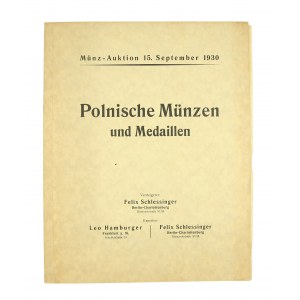 Leo Hamburger, Felix Schlessinger, katalog aukcyjny, Sammlung des Herrn M. Frankiewicz in Posen, Polnische Munzen und Medaillen, Berlin, 15 września 1930