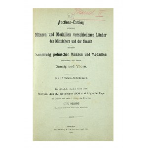 Otto Helbing, katalog aukcyjny, Sammlung Polnischer Münzen und Medaillen, Danzig und Thorn, Monachium, 29 listopada 1909