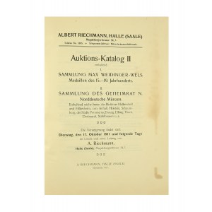 Albert Riechmann, Halle (Saale), dwa katalogi aukcyjne, Auktions Katalog II, Auktions Katalog III, 17 października 1911- 6 grudnia 1911