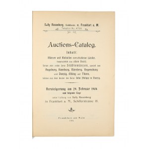 Sally Rosenberg, katalog aukcyjny, Frankfurt am Main, 29 lutego 1904