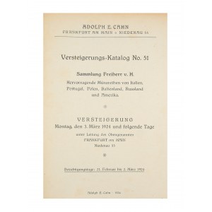 Adolph E. Cahn, katalog aukcyjny, Versteigerungs- Katalog No. 51, Frankfurt, 3 marca 1924