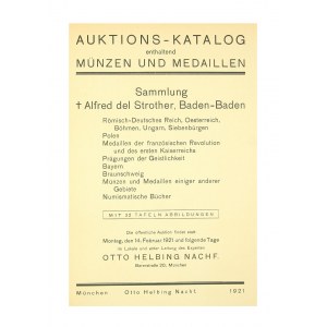 Otto Helbing, katalog aukcyjny, Sammlung Alfred del Strother Baden-Baden, Monachium, 14 lutego 1921