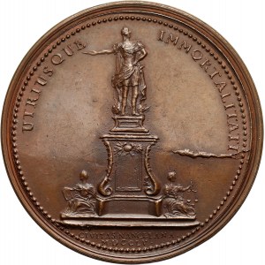 Stanisław Leszczyński, medal z 1755 roku, Pomnik króla Francji Ludwika XV, autorstwa Anny Marii Saint Urbain