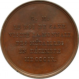 XIX wiek, medal z 1809 roku, wybity z okazji wizyty księcia warszawskiego Fryderyka Augusta w paryskiej mennicy, autorstwa Andrieu’a i Denon’a
