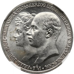 Niemcy, Meklemburgia-Szwerin, Fryderyk Franciszek IV, 2 marki 1904 A, Berlin, ślub z księżniczką Aleksandrą