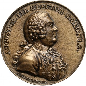 August III, późniejsza kopia medalu z tzw. Suity Królewskiej powstałej w XVIII wieku autorstwa autorstwa J.J. Reichela