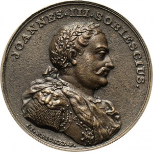 Jan III Sobieski, późniejsza kopia medalu z tzw. Suity Królewskiej powstałej w XVIII wieku autorstwa autorstwa J.J. Reichela