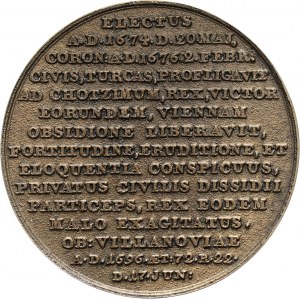 Jan III Sobieski, późniejsza kopia medalu z tzw. Suity Królewskiej powstałej w XVIII wieku autorstwa autorstwa J.J. Reichela
