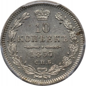 Rosja, Aleksander II, 10 kopiejek 1857 СПБ ФБ, Petersburg