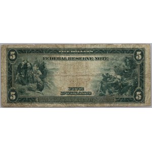USA, Federal Reserve Note, New York, 5 Dollars 1914