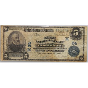 Stany Zjednoczone Ameryki, National Currency, Ohio, First National Bank of Cincinnati, 5 dolarów 1902