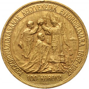 Hungary, Franz Josef I, 100 Korona 1907 KB, Kremnitz