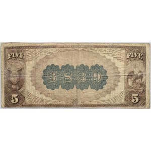 USA, National Currency, Illinois, First National Bank of Mt. Pulaski, 5 Dollars 1882