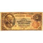 USA, National Currency, Illinois, First National Bank of Mt. Pulaski, 5 Dollars 1882
