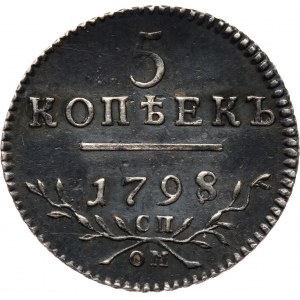 Rosja, Paweł I, 5 kopiejek 1798 СП ОМ, Petersburg