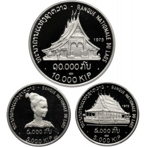 Laos, set of 2x5000 and 10000 Kip 1975