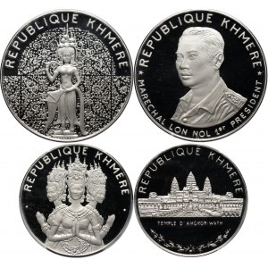Kambodża, zestaw monet 2x5000 i 2x10000 riels 1974
