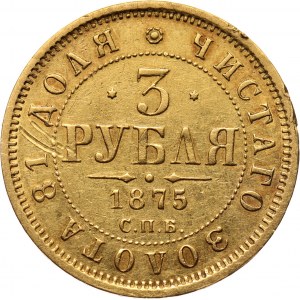Rosja, Aleksander II, 3 ruble 1875 СПБ HI, Petersburg