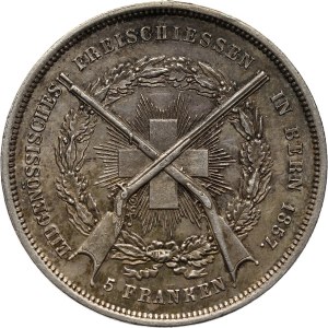 Szwajcaria, 5 franków (talar strzelecki) 1857, Berno