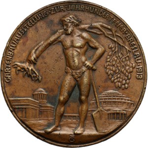 Wrocław, medal nagrodowy Wystawy Ogrodniczej z 1913 roku, sygnowany TG (Theodor von Gosen)