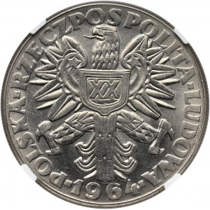 PRL, 10 złotych 1964, Kobieta z kłosami (XX Lat PRL), PRÓBA, nikiel