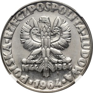 PRL, 10 złotych 1964, Sierp i kielnia, PRÓBA, nikiel, ze znakiem mennicy