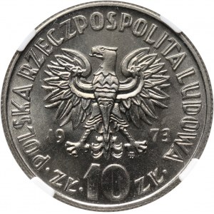 PRL, 10 złotych 1973, Kopernik, PRÓBA, nikiel