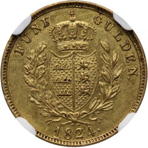 Germany, Wurttemberg, Wilhelm I, 5 Gulden 1824 W, Stuttgart